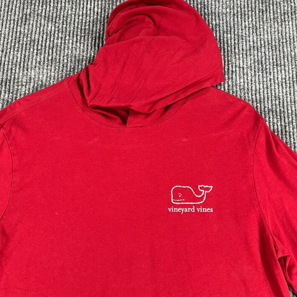 Vineyard Vines Shirt Mens Small Red Long Sleeve Hooded Casual Comfort Outdoor